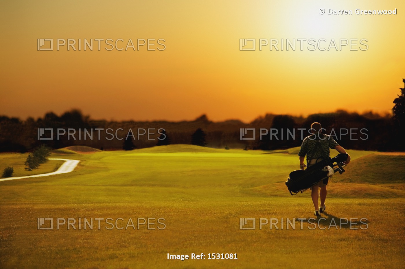 Golfer Walking On A Golf Course