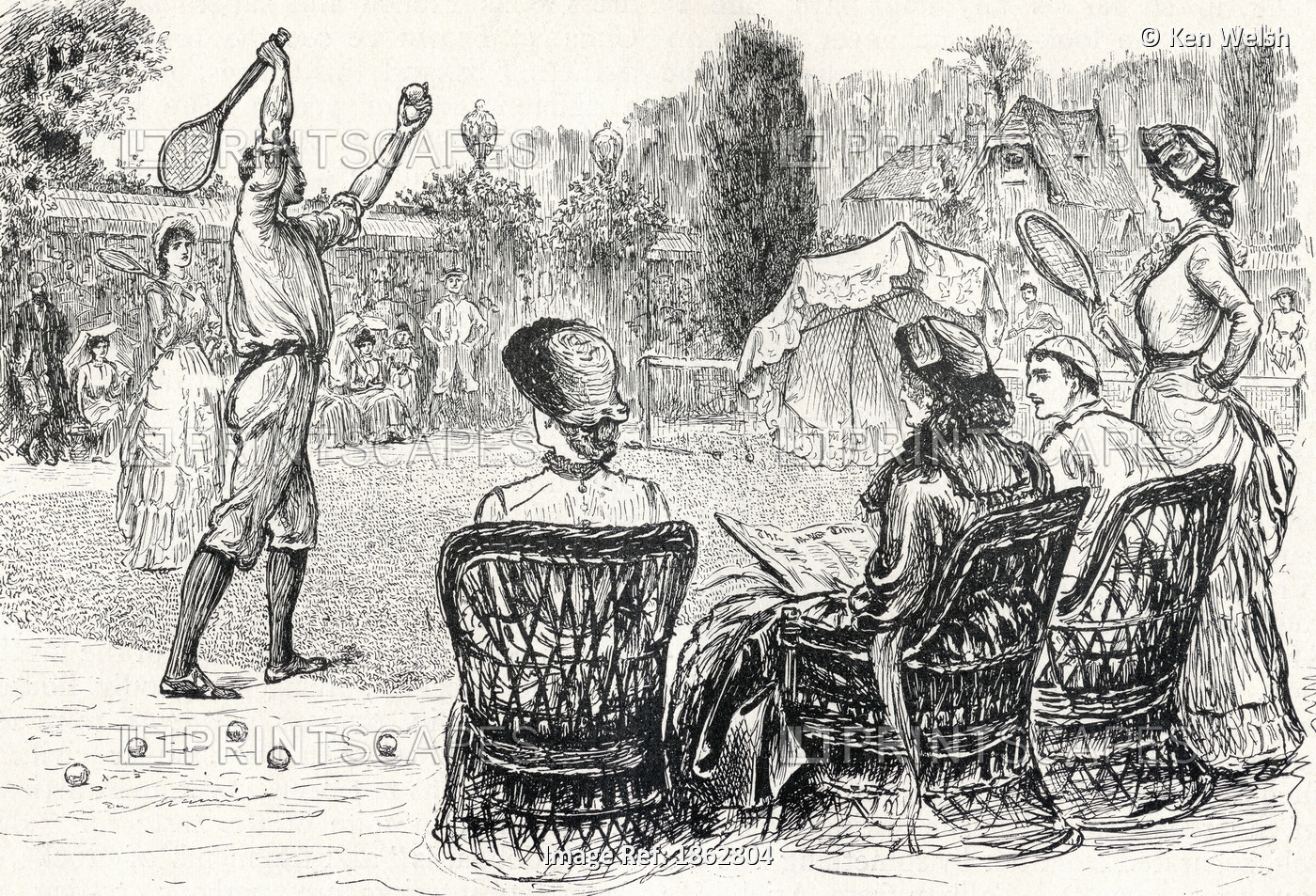Lawn Tennis In 1883 Engraved From The Original Drawing In Punch Magazine From ...