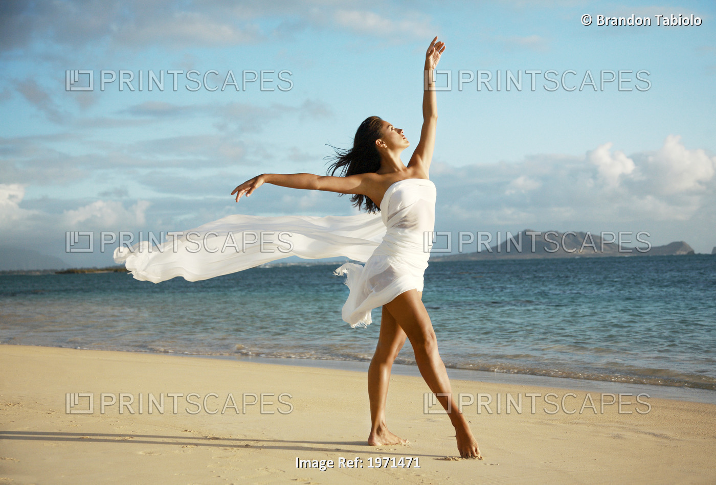 Hawaii, Oahu, Lanikai Beach, Beautiful Female Ballet Dancer On Beach Wearing ...