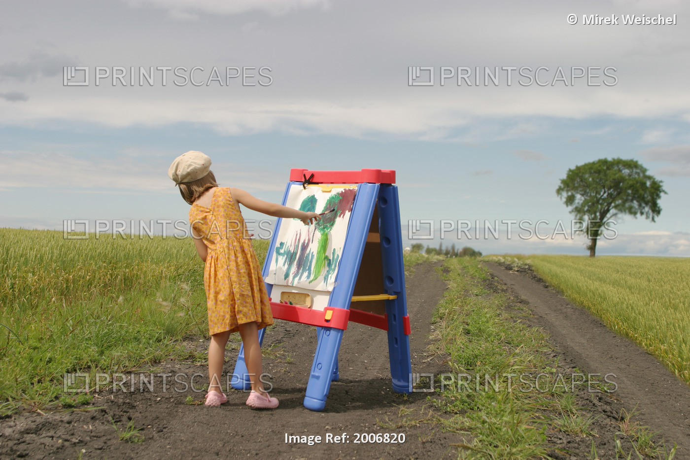 Girl Painting In Field