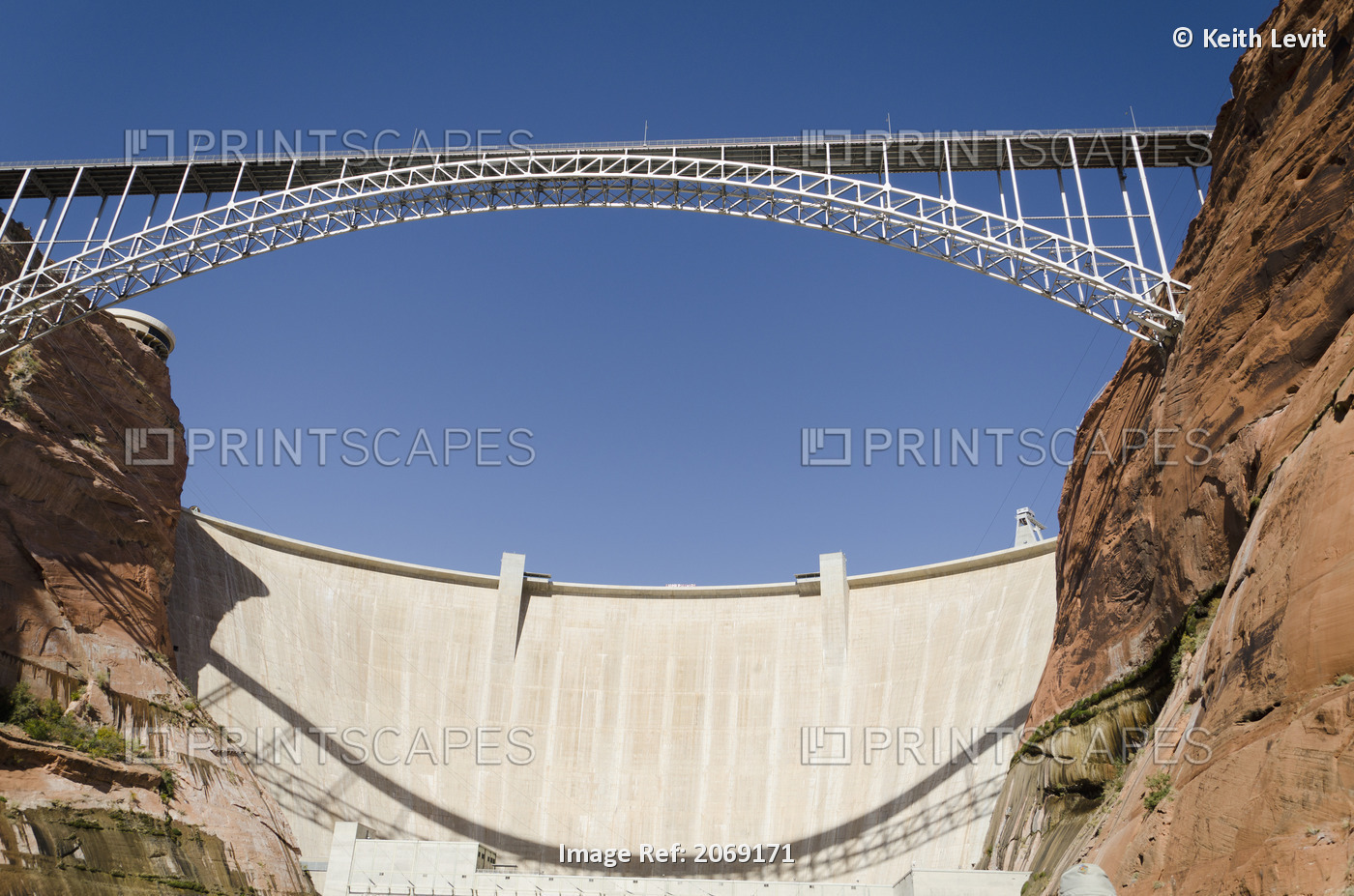 Bridge Crossing Colorado River And Glen Canyon Dam; Arizona United States Of ...