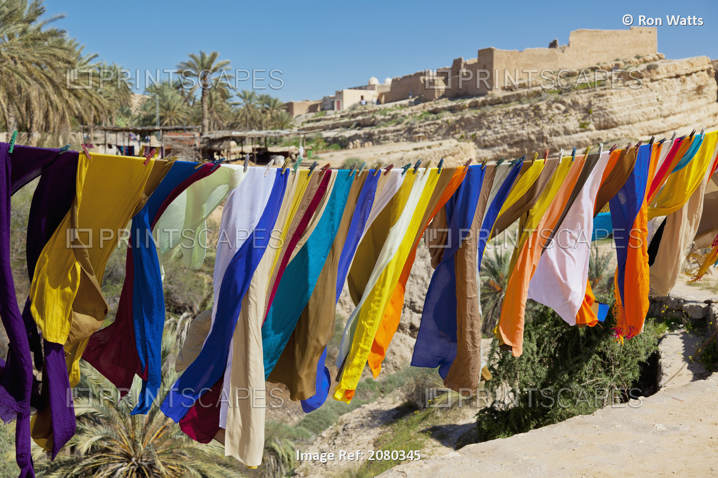 Souvenir Scarves Flap In The Breeze Above The Canyon Near The Algerian Border; ...