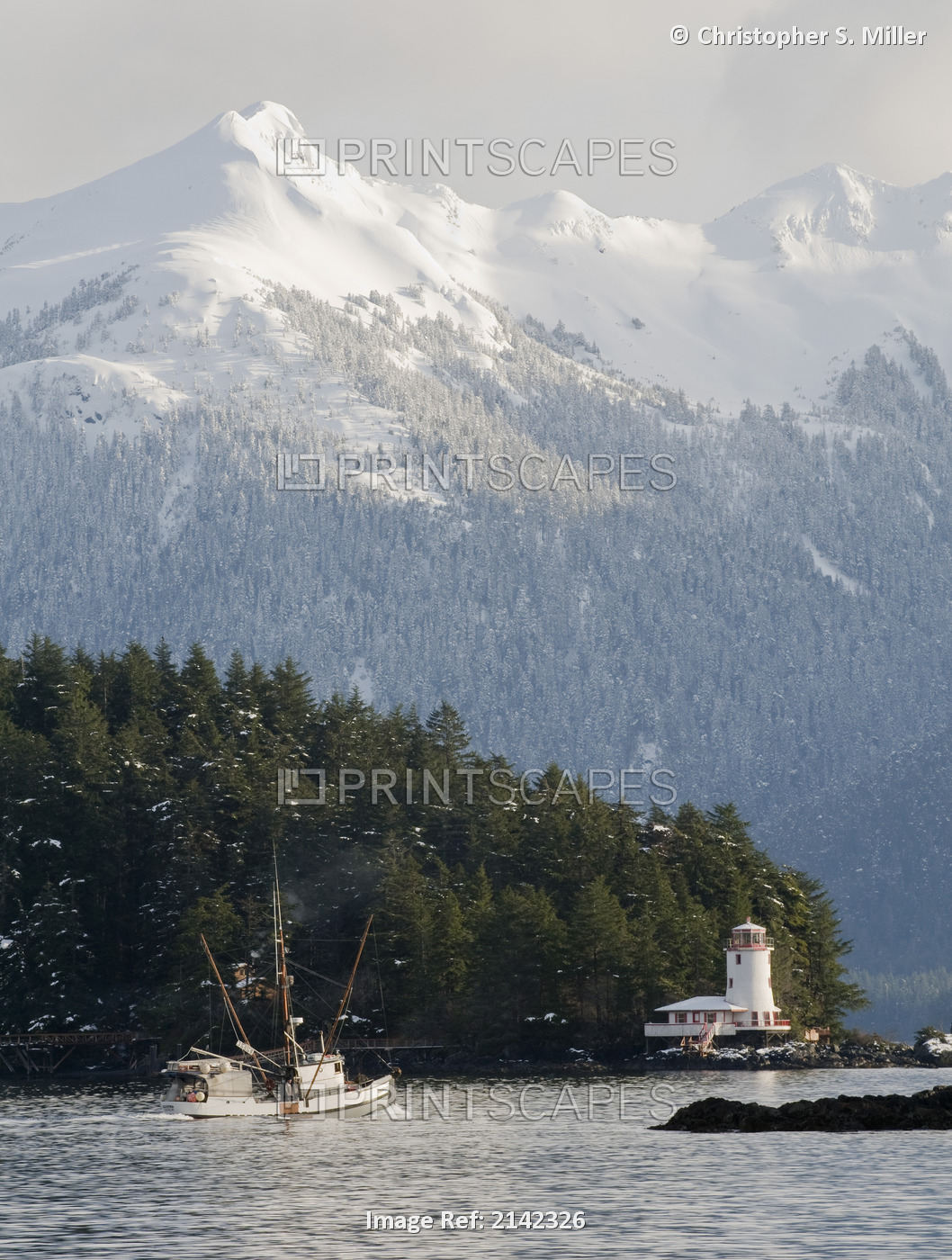 Troller Heads Out Of The Sitka Harbor As It Passes By The Rockwell Lighthouse ...