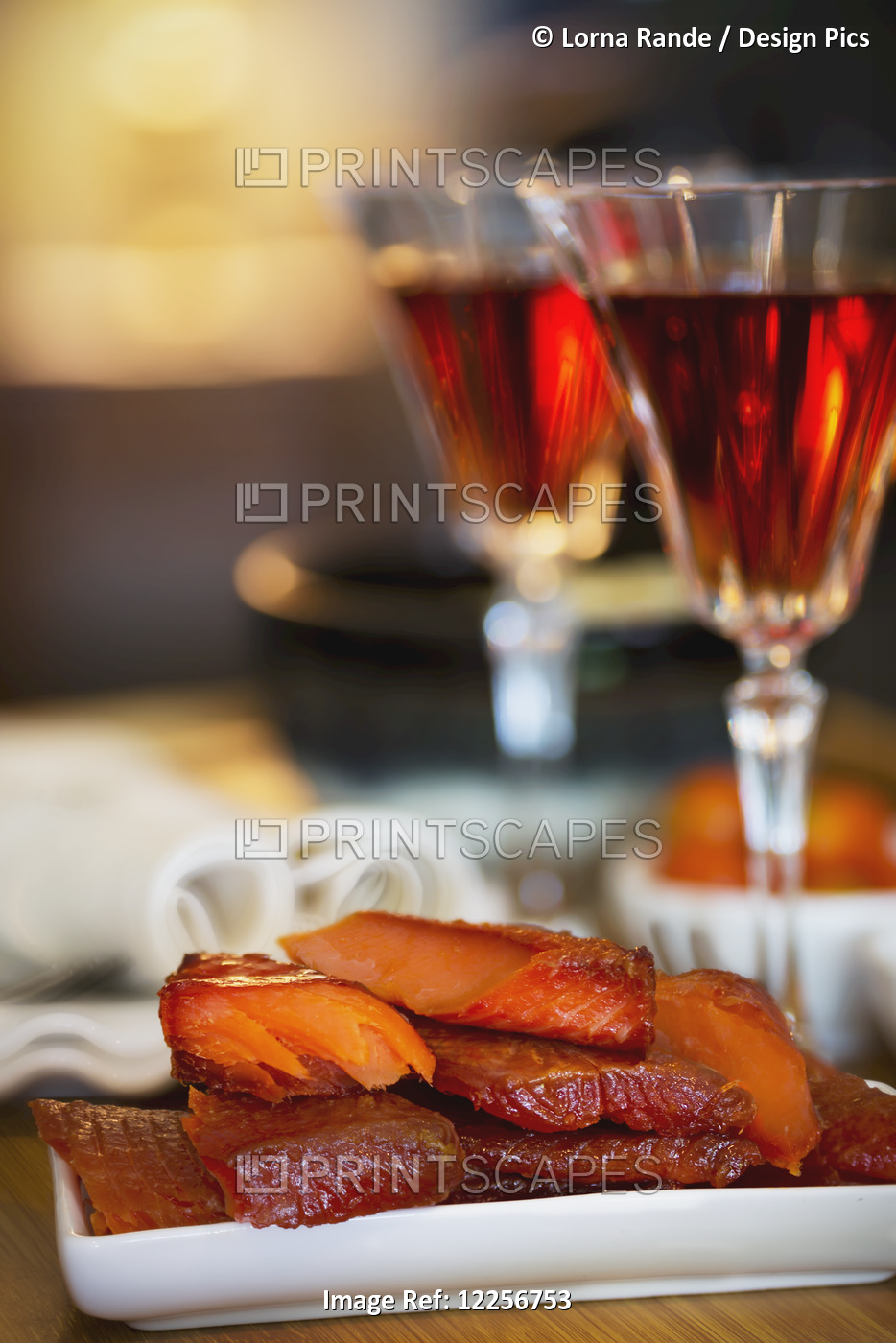 Meal Of Sockeye Salmon With Red Wine; Chilliwack, British Columbia, Canada