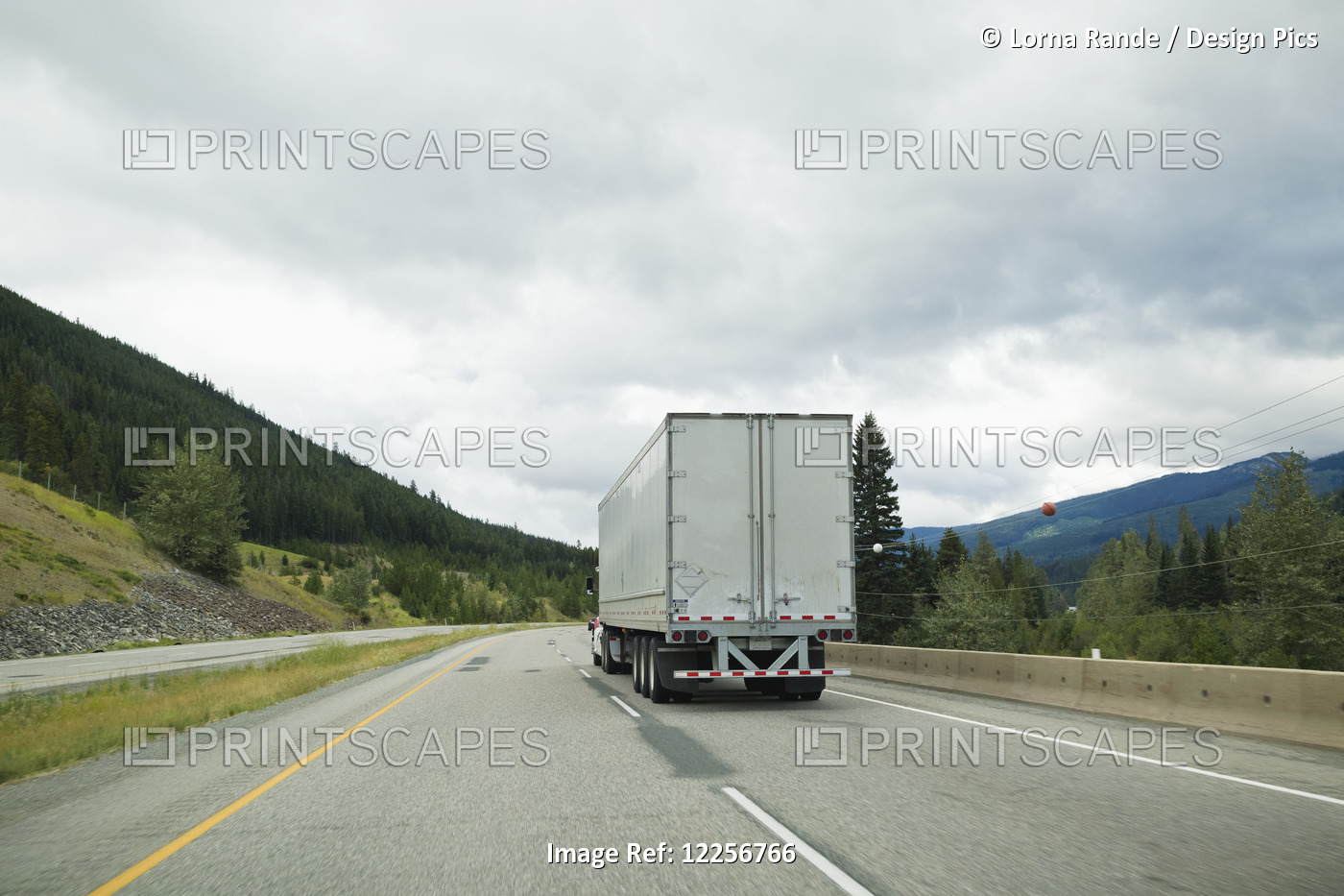 Transport Truck On The Highway; British Columbia, Canada