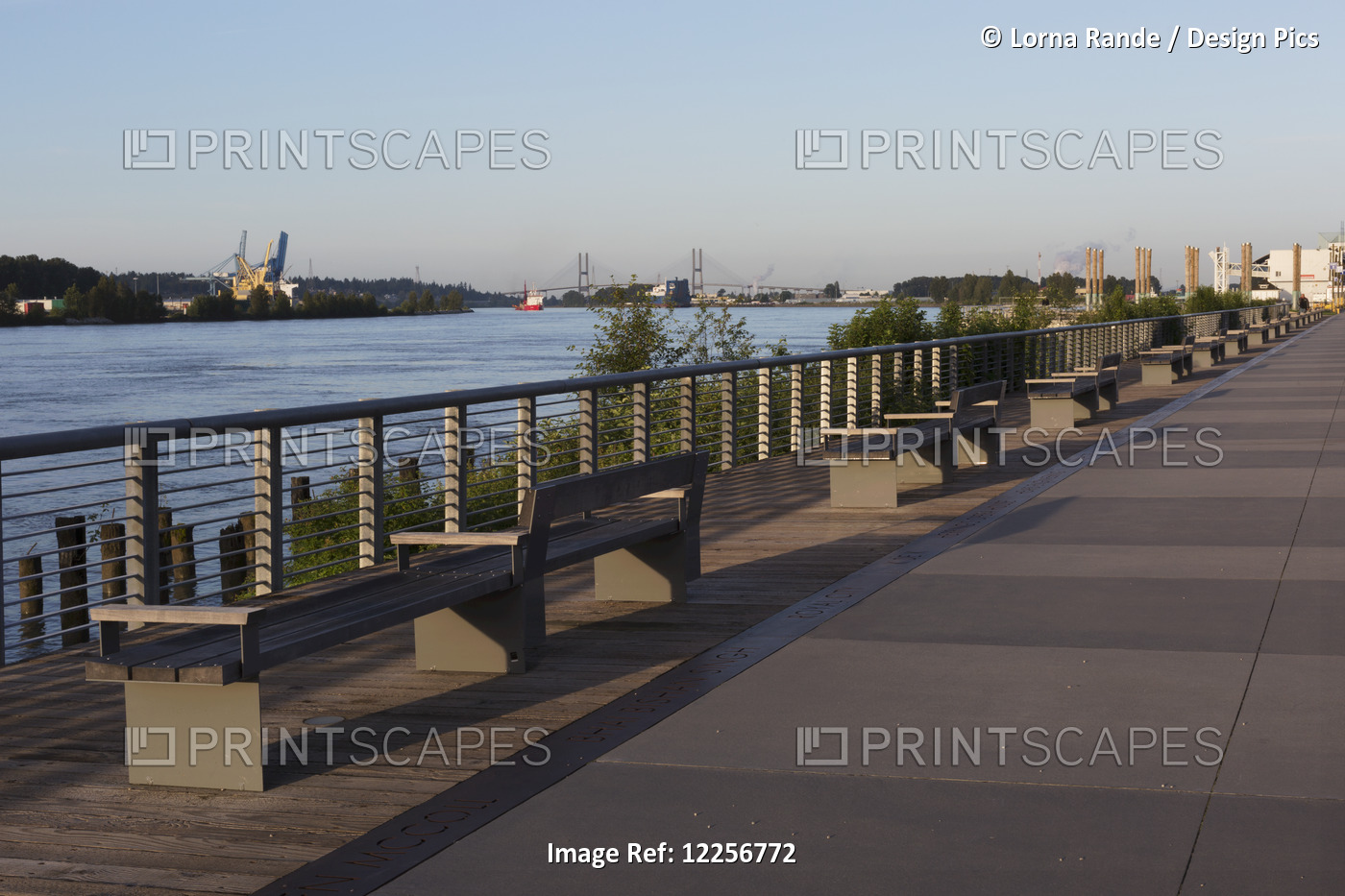 Benches Along The Waterfront; New Westminster, British Columbia, Canada
