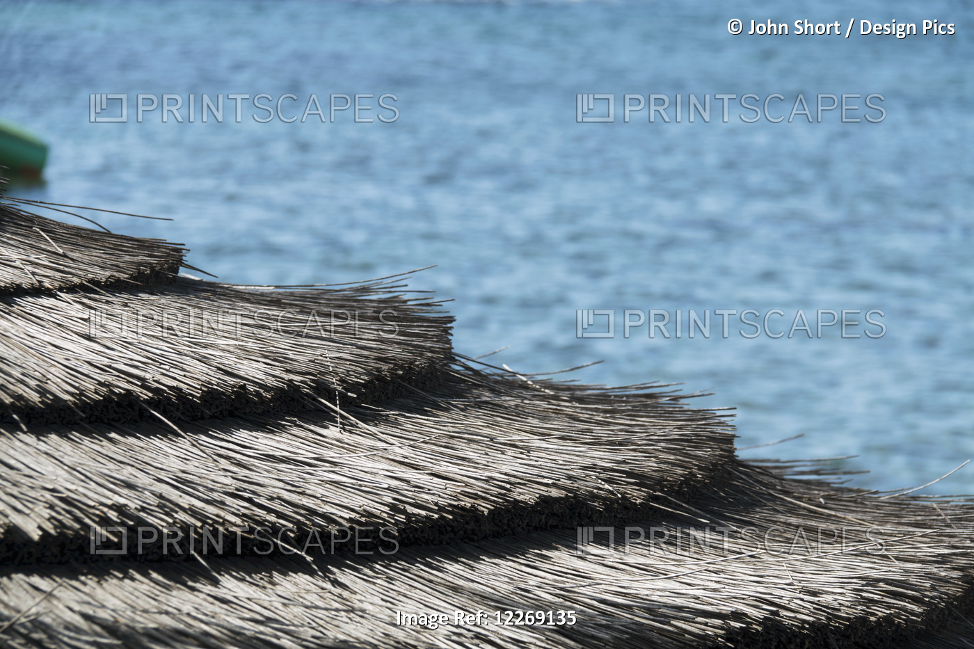 Architectural Details Of A Thatched Roof At The Water's Edge; Paphos, Cyprus