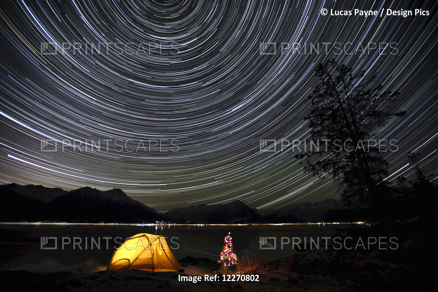 Star Trails Circle Above The Chugach Mountains With A Backpacking Tent And ...