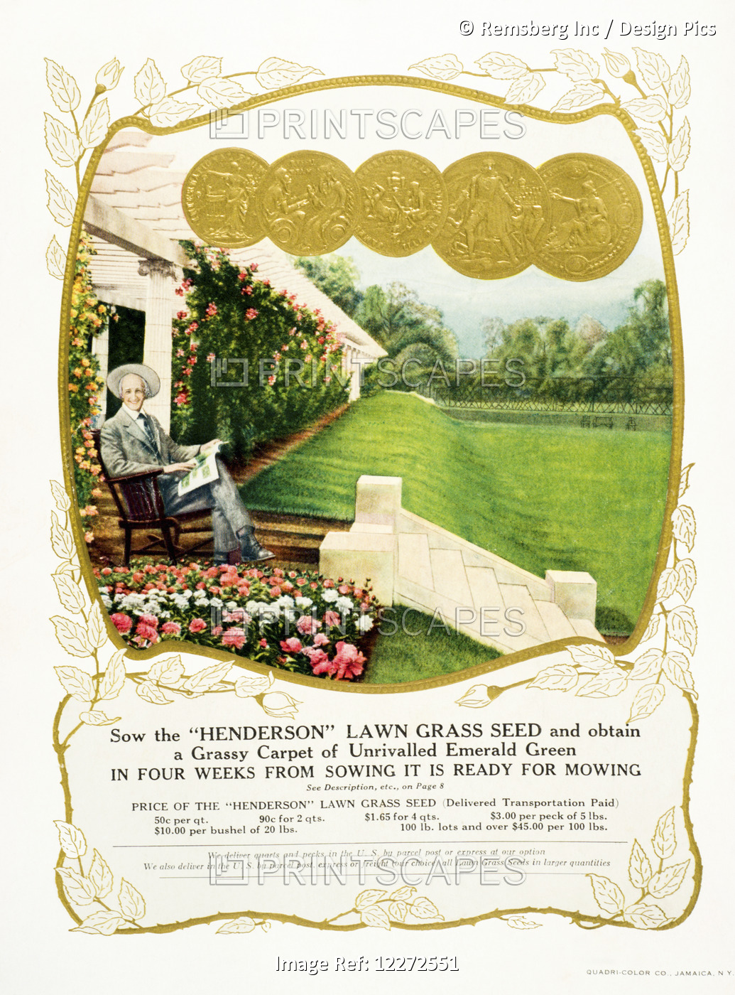 Historic Henderson Lawn Grass Seed Advertisement From 20th Century.