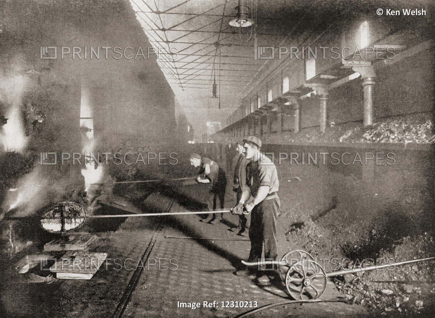 Drawing Retorts By Hand In The South Metropolitan Gas Company, London, England ...