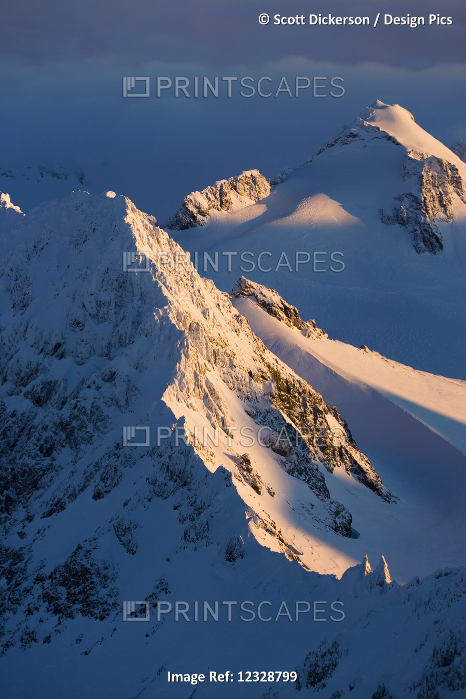 A Snow Covered Mountain Covered By Shadows And Sunlight, Kachemak Bay State ...