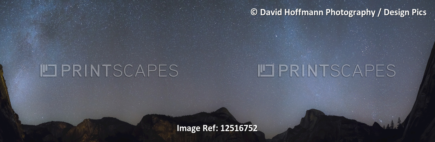 Milky Way panorama, Yosemite Valley, Yosemite National Park; California, United ...