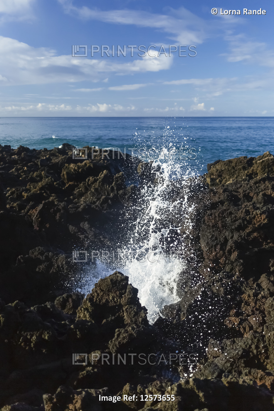 Waves splashing on the lava rock along the coast of Maui; Maui, Hawaii, United ...