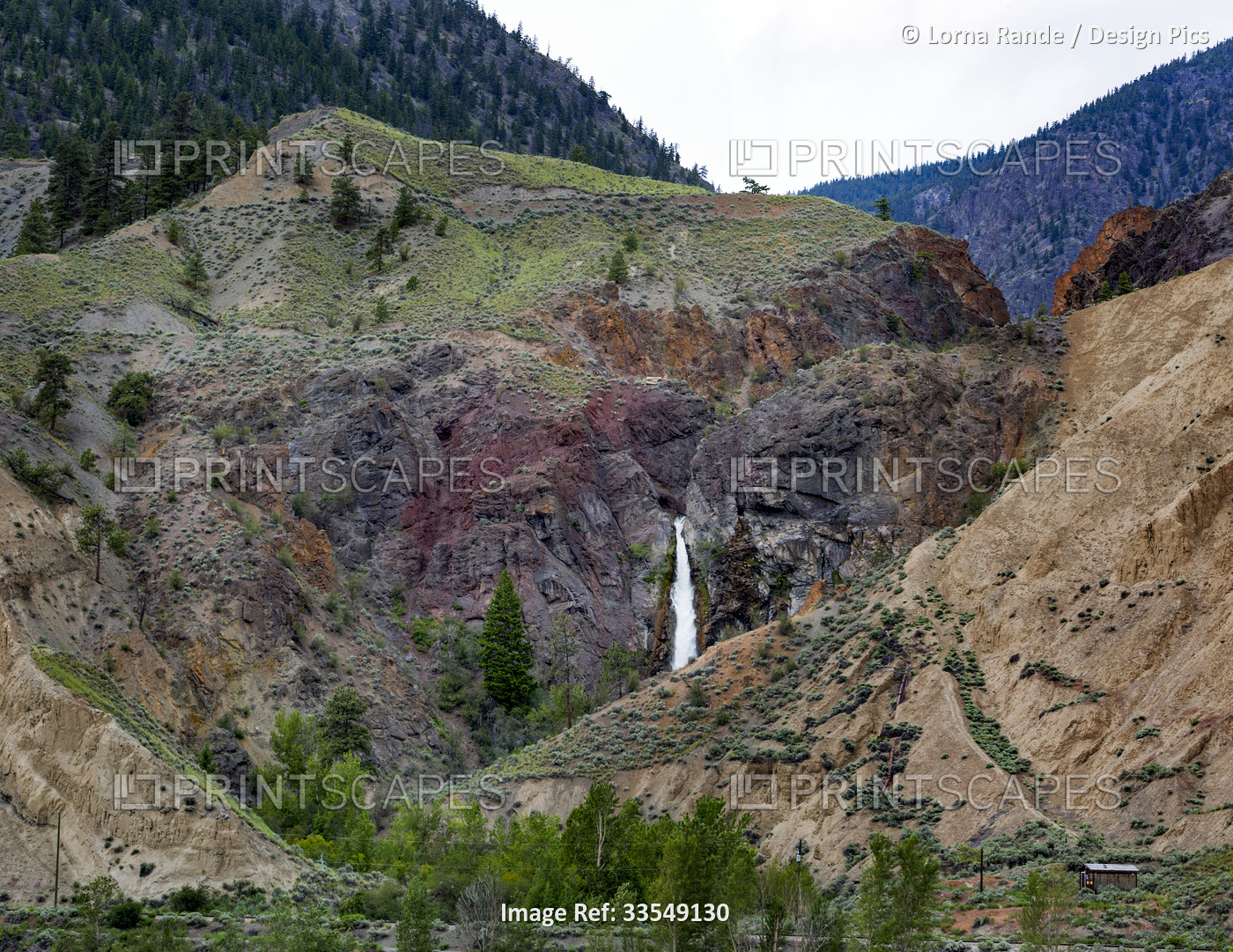 Stunning colourful beauty in the Fraser Canyon, with a rugged landscape and ...