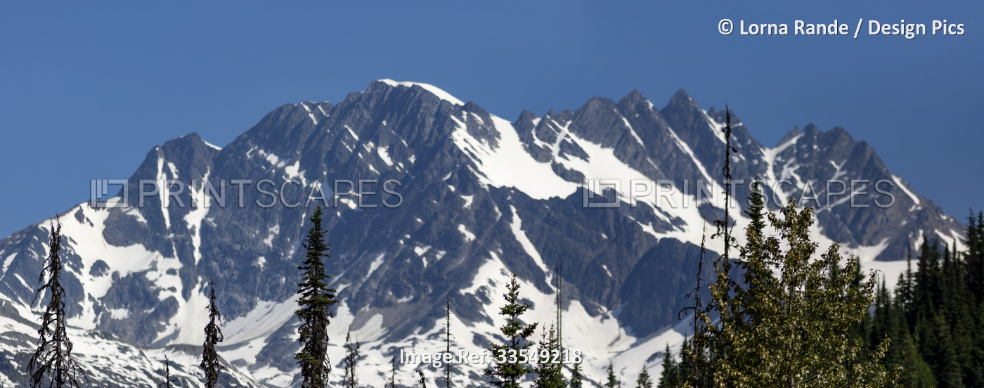 Rugged Rocky Mountains in Rogers Pass, Glacier National Park; British Columbia, ...