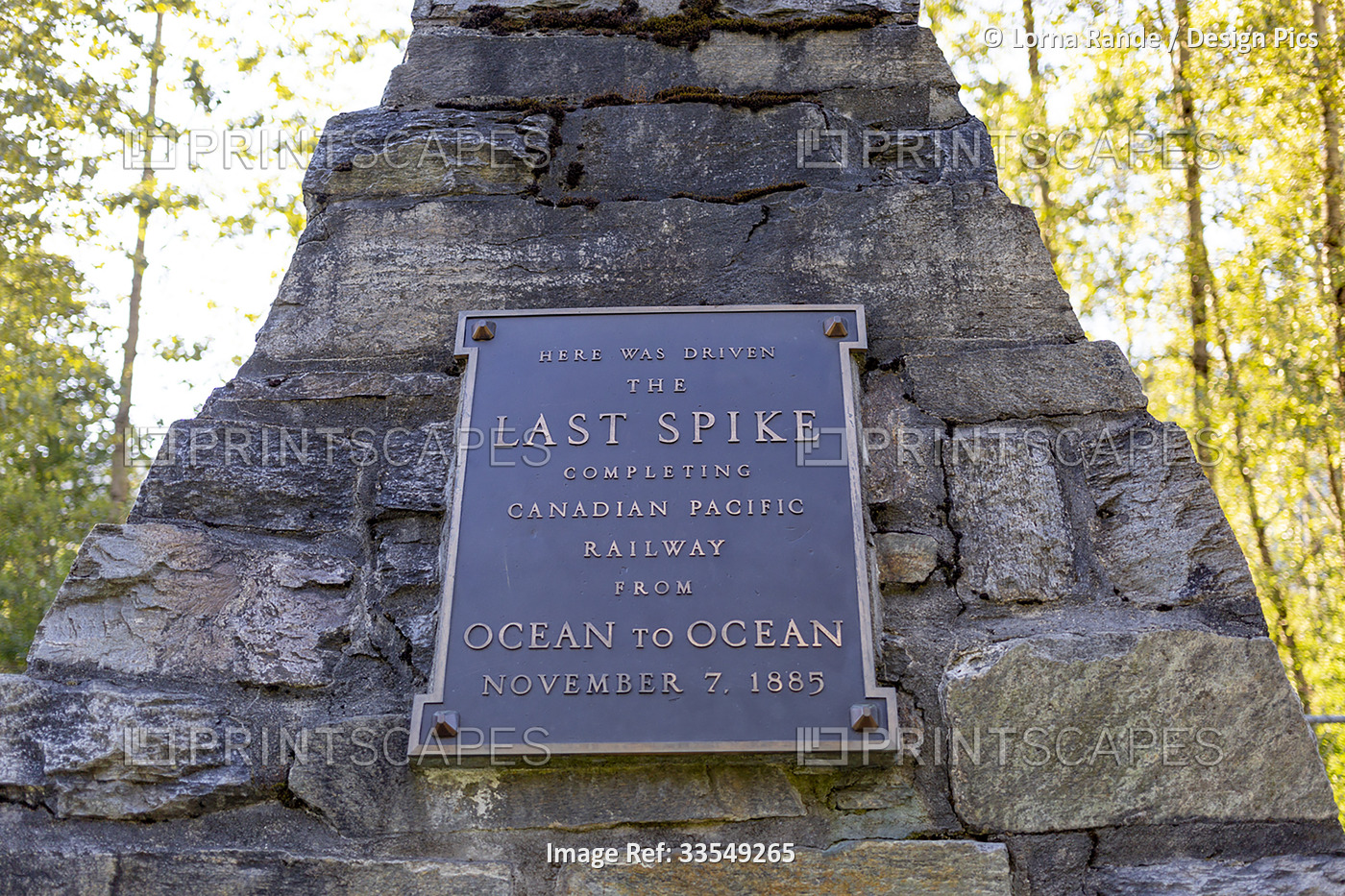 'Last Spike', the Canadian Pacific Railway monument site at Eagle Pass, BC, ...