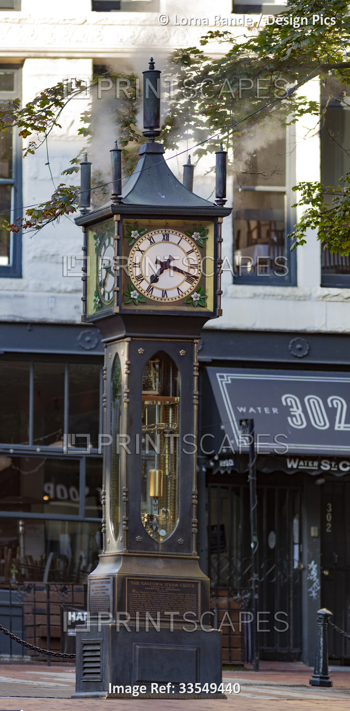 Gastown Steam Clock, a well known historic landmark in downtown Vancouver, ...