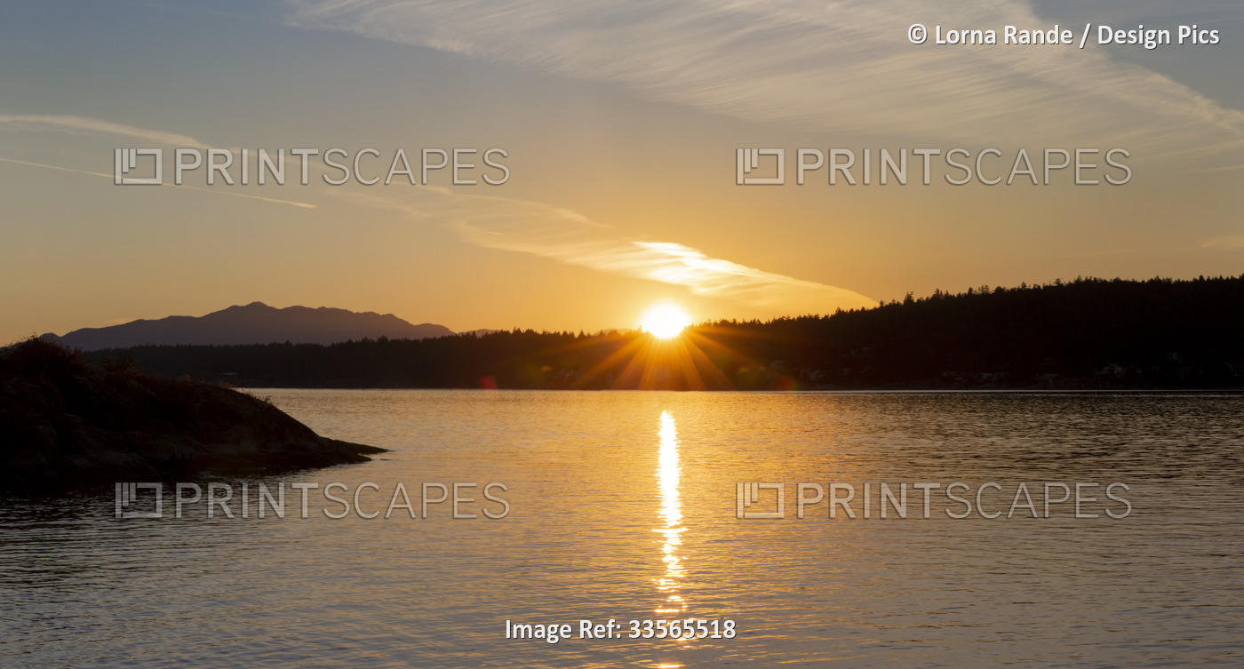 Coopers Green Regional Park in Halfmoon Bay along the Sunshine Coast at sunset, ...