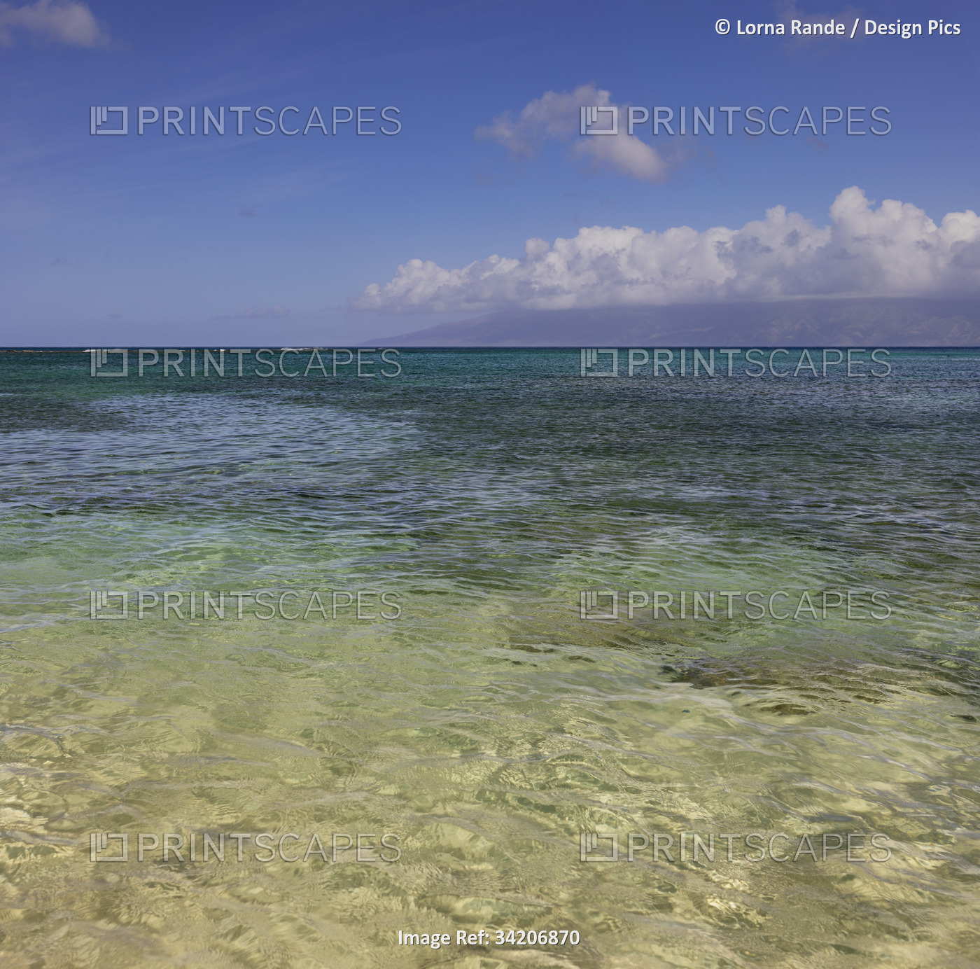 Stunning view of the clear, transparent waters of the Pacific Ocean with ...