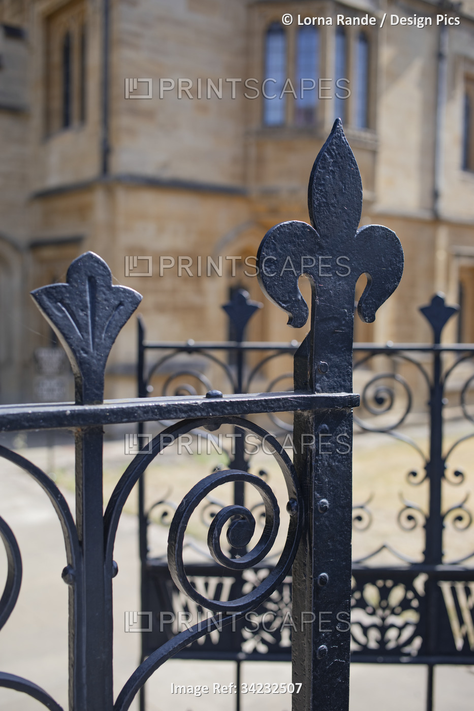 Decorative wrought iron gate in the United Kingdom; Oxford, England