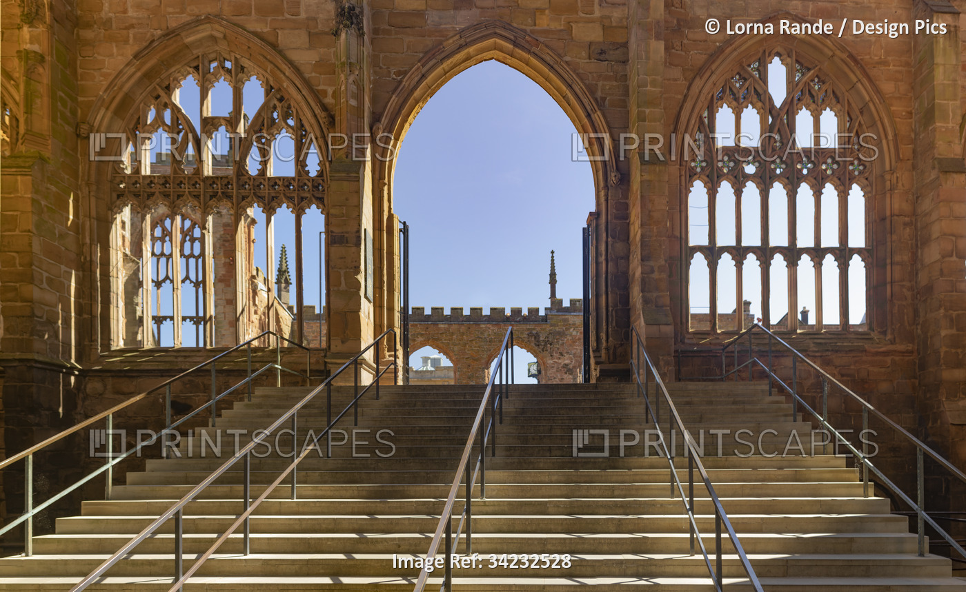 Coventry Cathedral, the old and new joined by one awning, Coventry, Britain, ...
