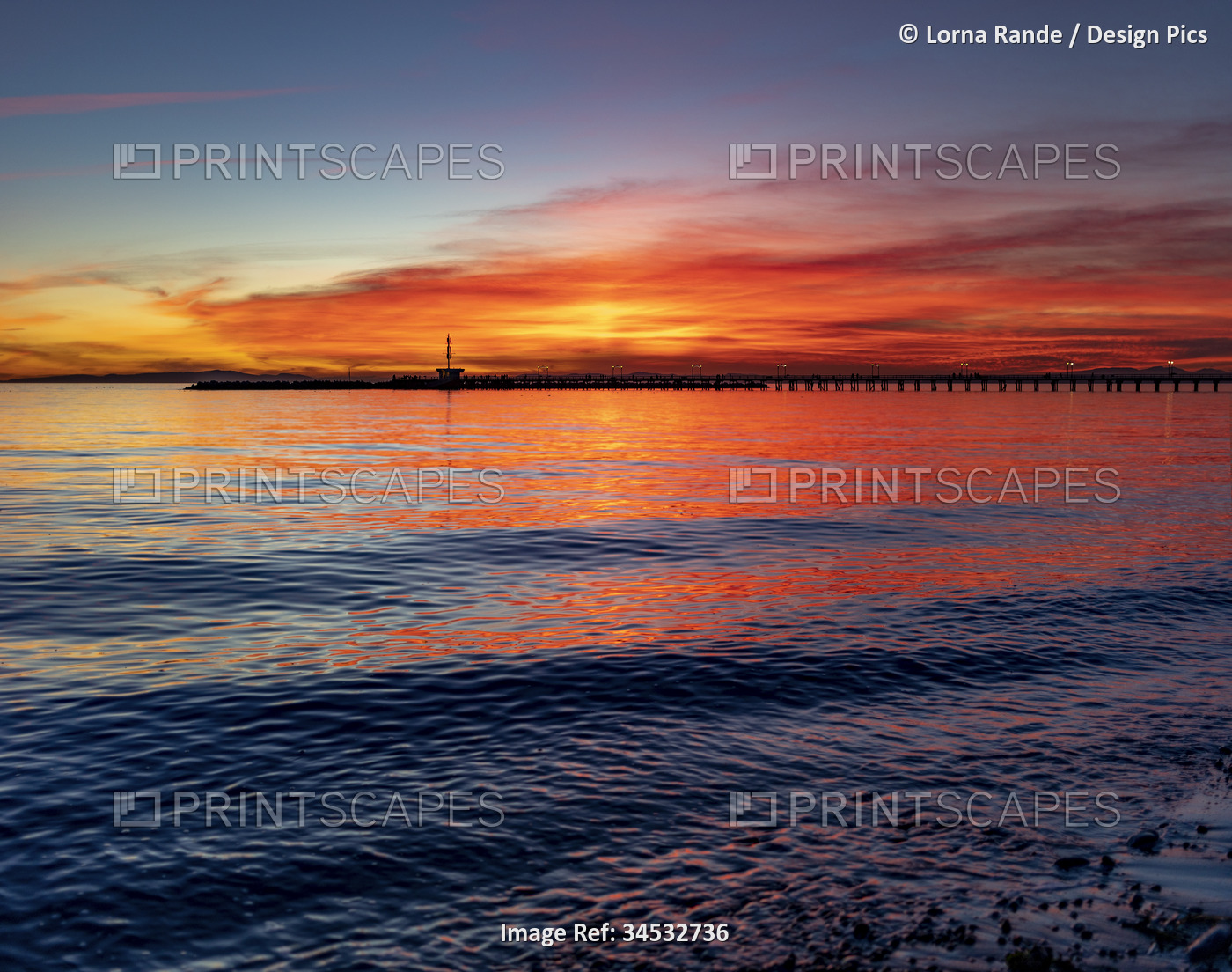 Vibrant sunset and pier in White Rock, BC, Canada; British Columbia, Canada